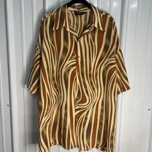 Vintage Mens Monzini Collection Abstract Print Shirt XL Made In USA